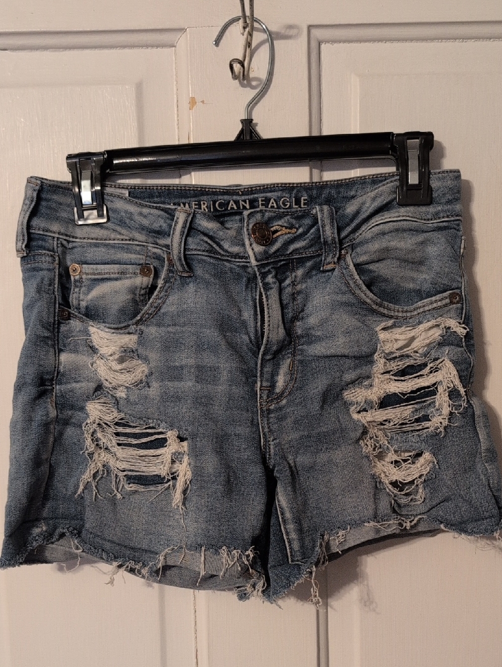 American Eagle Outfitters Light Wash Distressed Denim Shorts